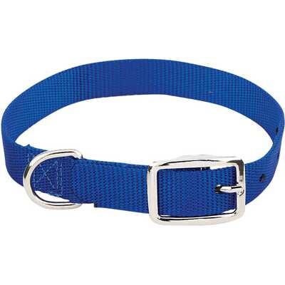 Leather Bros Blue Nylon 2-Ply Dog Collar, 1&quot;X28&quot;