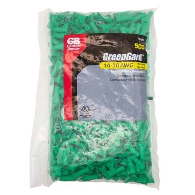 GB 13-095 GreenGard Hex-lok 14-10 AWG Ground Wire Nuts w/Hole, Bag 500