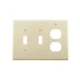 Eaton PJ28LA Unbreakable Mid-Size LT Almond Double Switch/Receptacle Cover, 3G