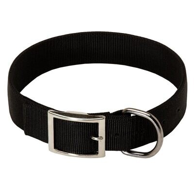 Leather Bros Black Nylon 2-Ply Dog Collar, 1&quot;X23&quot;