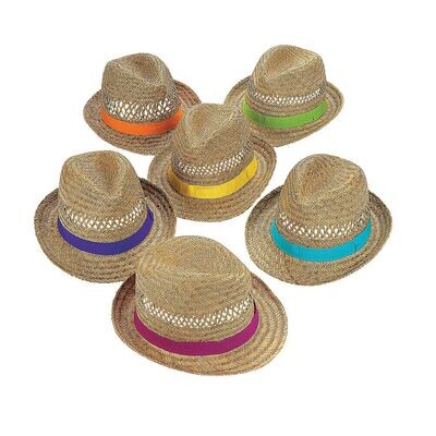 Child&#39;s Fedora Straw Hat w/Colorful Band