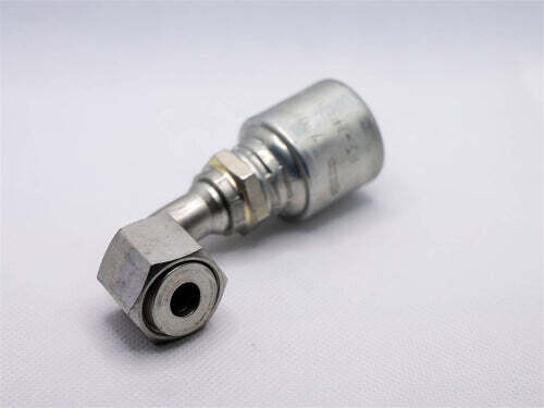 Hydraulic Fitting, 3/4&quot;X5/8&quot; Female Flat Face O-Ring 90 Deg