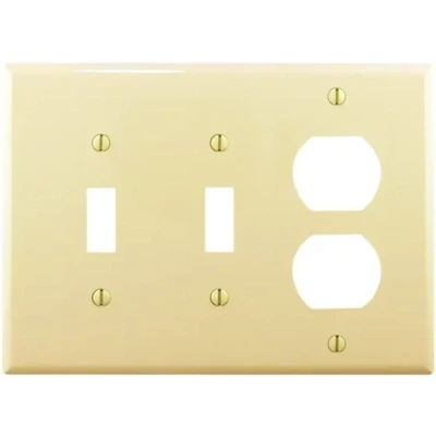 Eaton PJ28V Unbreakable Mid-Size LT Almond Double Switch/Receptacle Cover, 3G