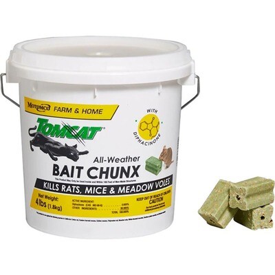 Motomco 32444 Tomcat Chunks Rat Bait, 4Lb (Diphacinone)