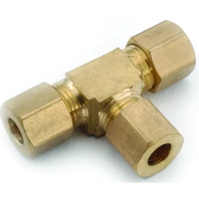 Anderson Metals 750064-04 Brass Compression Tee, 1/4&quot;