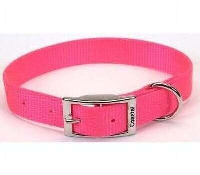 Nylon 1-Ply Dog Collar, 3/4&quot;X16&quot; Neon Pink