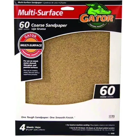 Gator 4440 Aluminum Oxide Sandpaper, 60Grit  9&quot;X11&quot; Sheet
