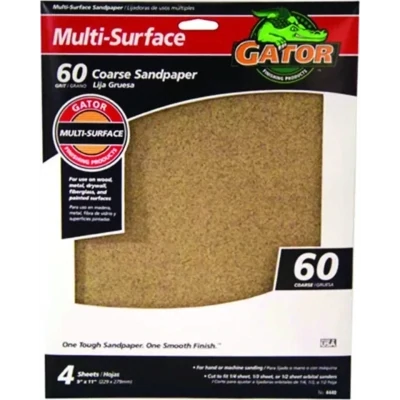 Gator 4440 Aluminum Oxide Sandpaper, 60Grit  9&quot;X11&quot; Sheet