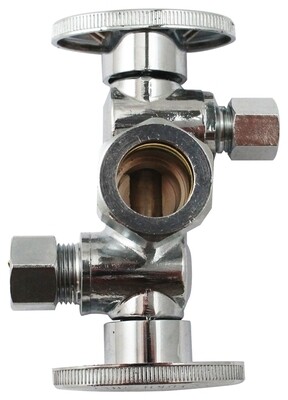 PlumbPak K2904DHLF 3-Way Shut Off Valve, 5/8CX3/8CX1/4C