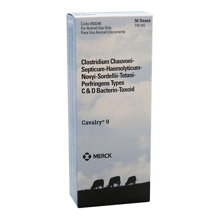 Cavalry 9 Cattle Vaccine, 50dose/100ml Clostridial vaccine to prevent Tetanus, Blackleg, Malignant edema, Black disease, Red Water, Gas- gangrene, and Enterotoxemia in cattle