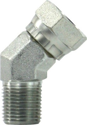 Hydraulic 45 Deg Ell Adaptor, 1/4&quot;MP X 1/4&quot;FPX