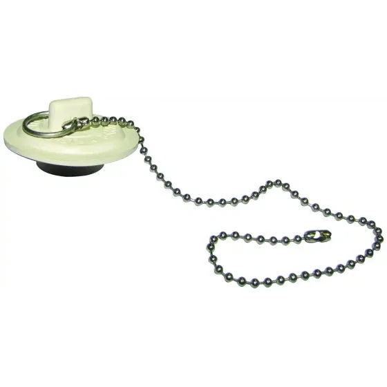 PlumbPak PP820-42 White Rubber Drain Stopper w/Chain