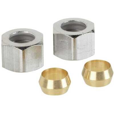 PlumbPak PP81PC 3/8&quot; Chrome Compression Nuts &amp; Ferrules, 2Pk