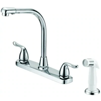 Boston Harbor F8F10036CP Kitchen Faucet w/High Rise Spout, Chrome 2/Handle &amp; White Spray