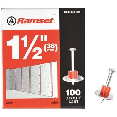 Ramset 00803 Washered Drive Pins, 1-1/2&quot;  100BX