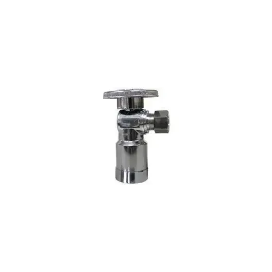 PlumbPak PP2622POLFBG Chrome Angle Stop Valve, 1/2&quot; Shark Bite X 3/8&quot;Compression