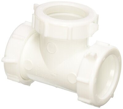 PlumbPak PP55-6W White Plastic Drain Coupling Tee 1-1/2&quot;