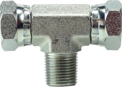 Hydraulic Tee Adaptor, 3/8&quot;MP X 3/8&quot;FPX X 3/8&quot;FPX