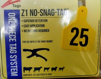 Yellow Calf Size Z-Tags, 1-25