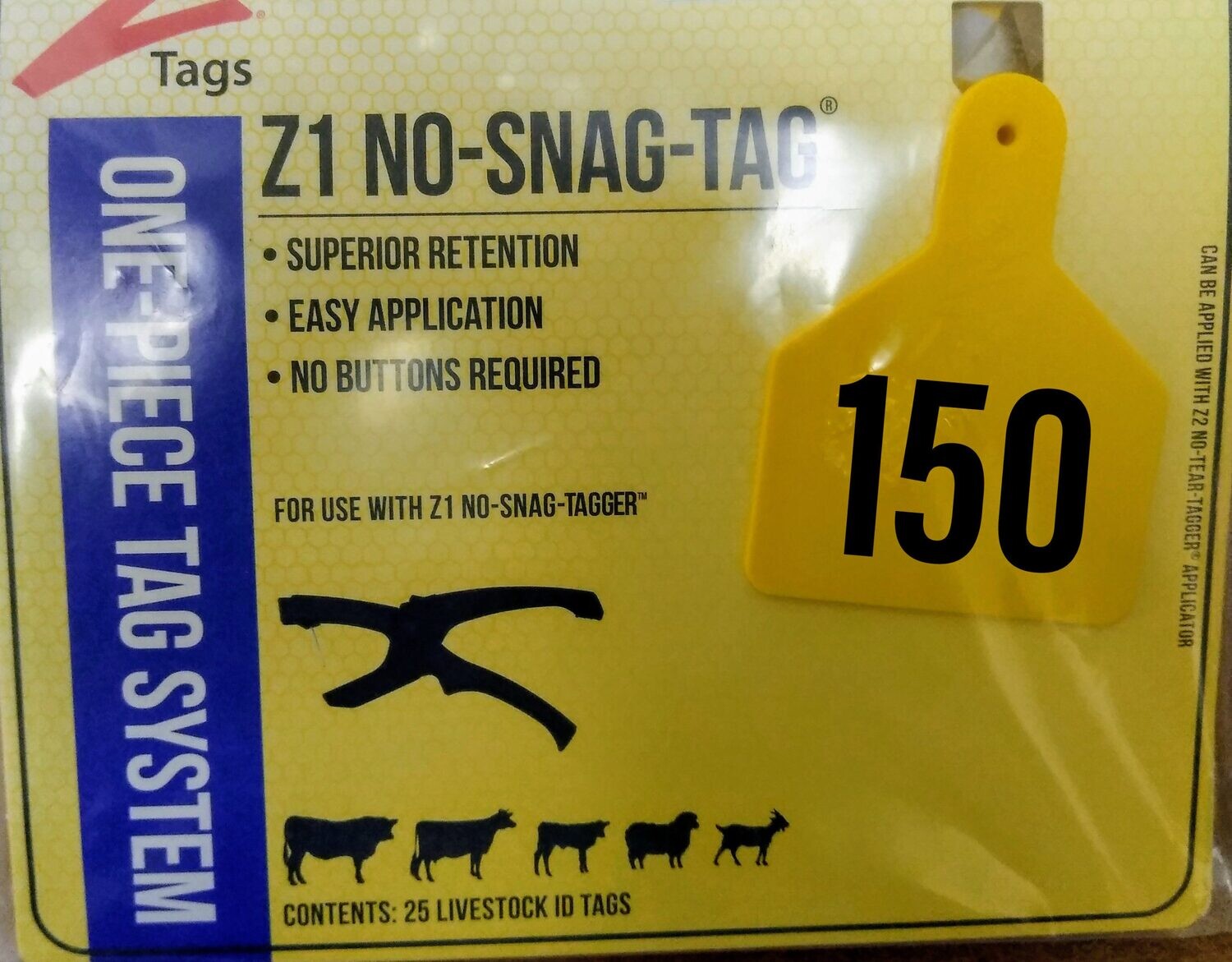 Z-Tags 2500-706 Yellow Calf Size Z-Tags, 126-150