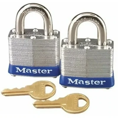 Master Loack 3T Keyed Alike Padlocks w/4-Pin Tumbler, 1-1/2&quot;   2Pk