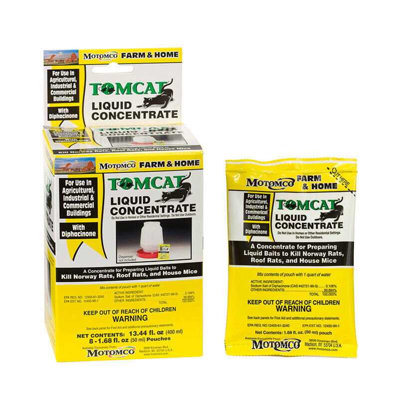 Motomco 32708 Tomcat Liquid Concentrate Rat Bait, 8X1.7oz