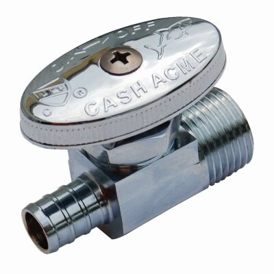 Pex Stop Valve, 1/2&quot;X1/2&quot;Mpt