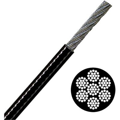 Black Vinyl Coated HDG 7X19 Cable, UV-Resist. 1/8&quot;