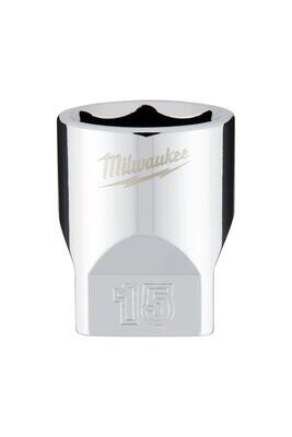 Milwaukee 1/4&quot; Drive Metric Shallow Socket, 15mm