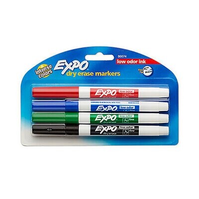 EXPO 80174 Chisel Tip Dry Erase Markers, 4Pk