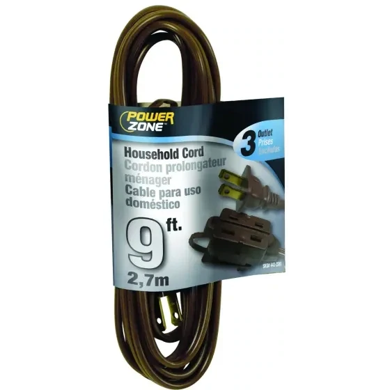 PowerZone OR670609 Brown Extension Cord, 16/3X9Ft
