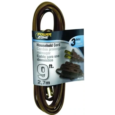 PowerZone OR670609 Brown Extension Cord, 16/3X9Ft
