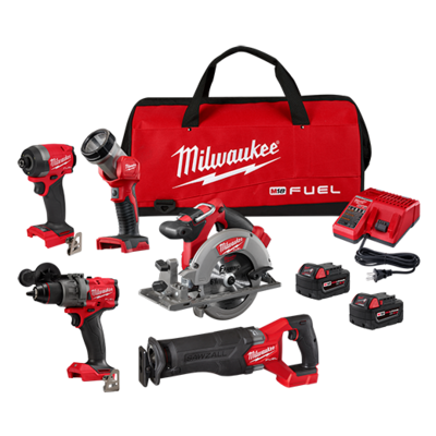 Milwaukee M18 Fuel 5 Piece Hammer Drill/Impact Driver/Circular Saw/Sawzall/Flashlight Kit