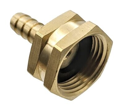 Brass Garden Hose Fitting, 3/4&quot;Fem. GHT X 3/8&quot;Barb