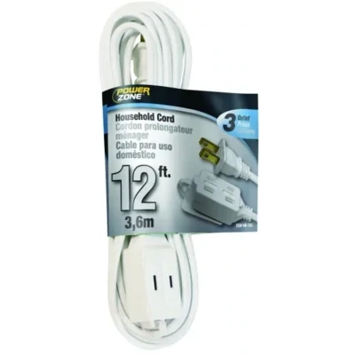 PowerZone OR660612 White Extension Cord, 16/2X12Ft