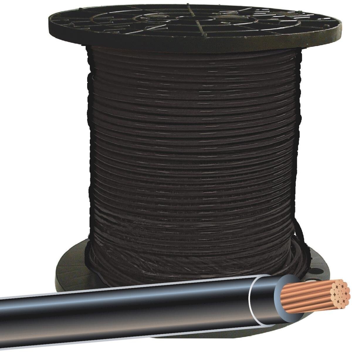 Southwire 20493301 Single Building Wire, 6Ga Black-STR, THHN