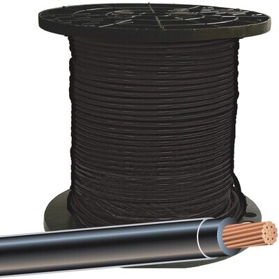 Southwire 20493301 Single Building Wire, 6Ga Black-STR, THHN