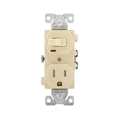 Eaton TR274 Single Gang TR Receptacle/Toggle Combo