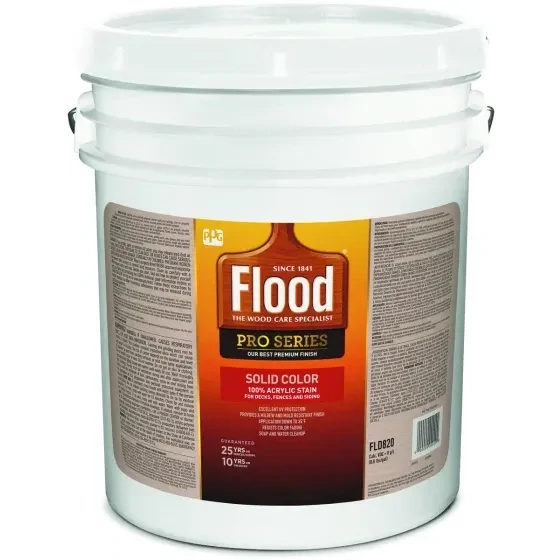 Flood FLD820-05 Solid White Exterior Wood Stain, 5Gal