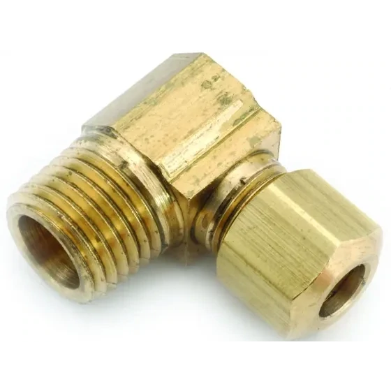Anderson Metals 750069-0806 Brass Compression Adaptor Ell, 1/2&quot;CX3/8&quot;MPT