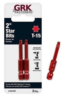 GRK 187427 Red T-15 Bits, 2pk