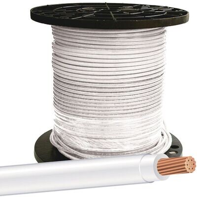 Southwire 20494101 Single Building Wire, 6Ga White-STR, THHN