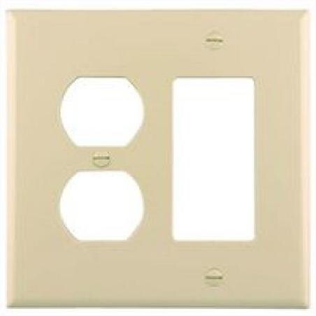 Eaton PJ826LA Unbreakable Mid-Size Duplex LT Almond Recept/Deco Cover, 2G