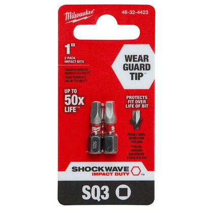 Milwaukee 48-32-4423 #3 Square Drive Impact Bit, 2-Pk