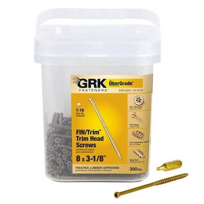 GRK 115734 Trim Head Finish Screws, 8X3-1/8&quot; 300Pk