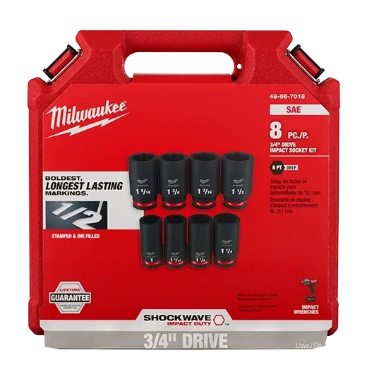 8PC  Impact Duty™ 3/4&quot; Drive SAE Deep 6 Point Socket Set