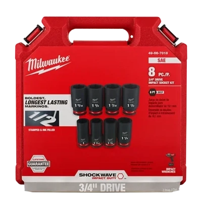 8PC  Impact Duty™ 3/4&quot; Drive SAE Deep 6 Point Socket Set