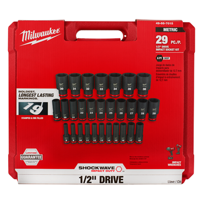 29PC Impact Duty™ 1/2&quot; Drive Metric Deep 6 Point Socket Set