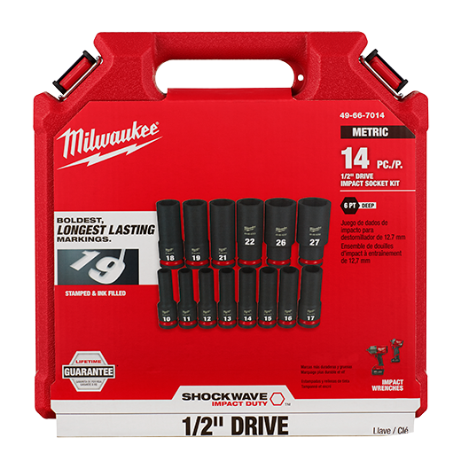 14PC Impact Duty™ 1/2&quot; Drive Metric Deep 6 Point Socket Set