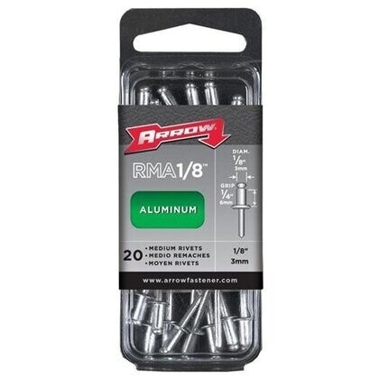 Arrow RMA1/8 Aluminum Pop Rivets, 1/8&quot;,  20Pk